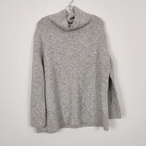 Monsoon Women's Wool Sweater Size Large Oversized Cozy Cowl Neck Heathered Gray